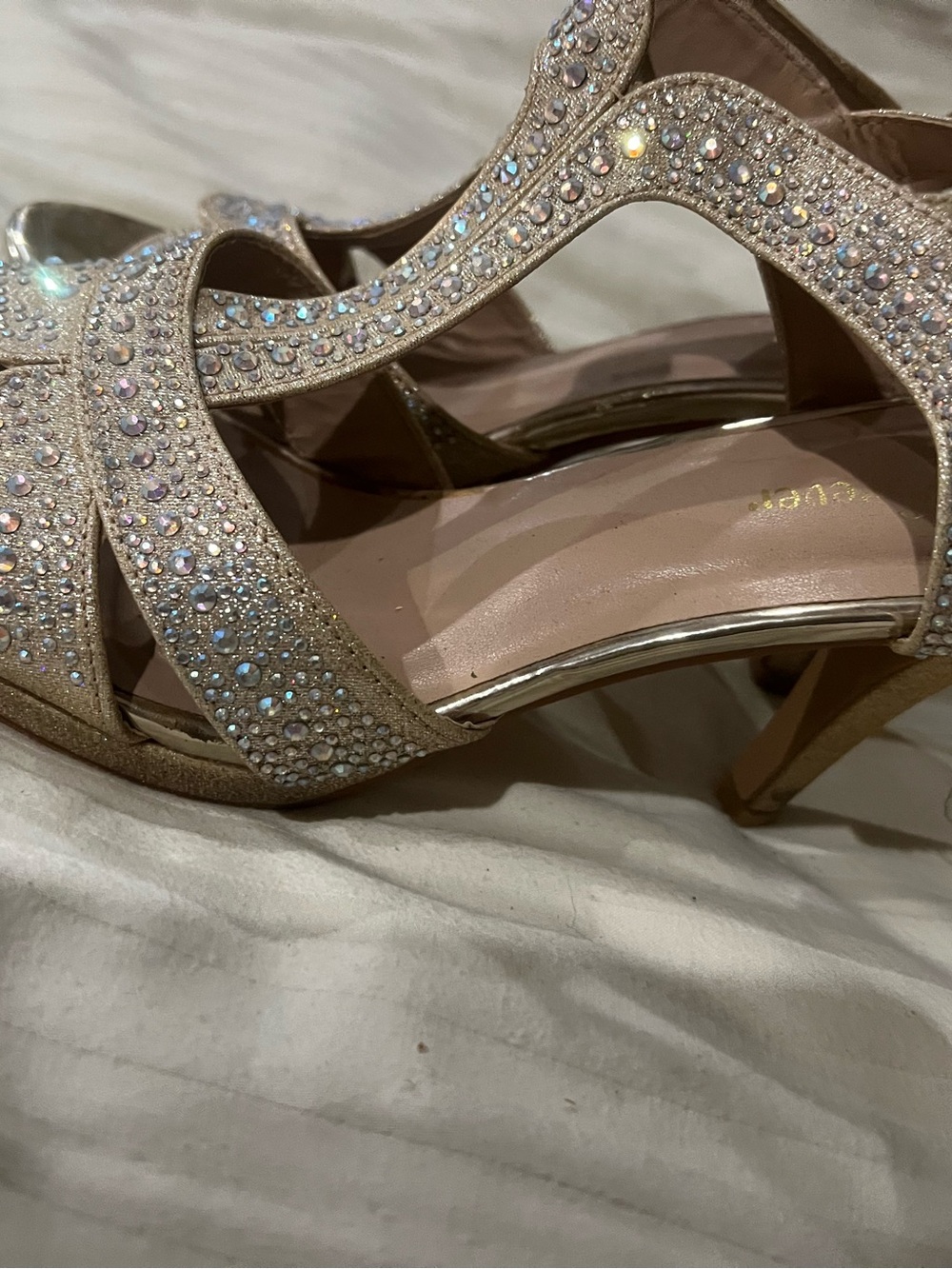 Forever 21 Gold Crystal-Strap Evening Heels